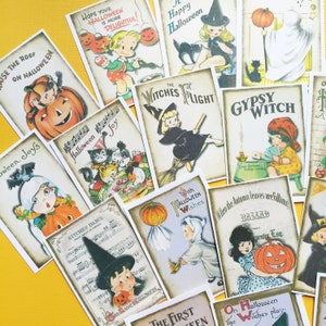 Stickers Halloween vintage Lot de 18 Stickers faits main, style vintage, Halloween vintage, sorcières mignonnes, autocollants pour agenda, Halloween mignon image 2