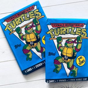 Paquete de cera vintage de las Tortugas Ninja mutantes adolescentes (1 paquete), diario basura, efímeras de papel, tarjetas infantiles de los años 90, dibujos animados coleccionables de TV, TMNT