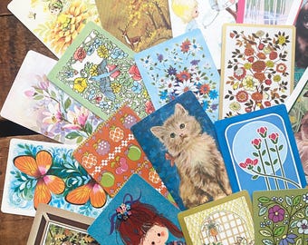 Vintage Playing Cards - Playable Full Deck, Set of 52 - Children Cards, Paper Ephemera, Junk Journal, Altered Art, Craft Supplies, Collage