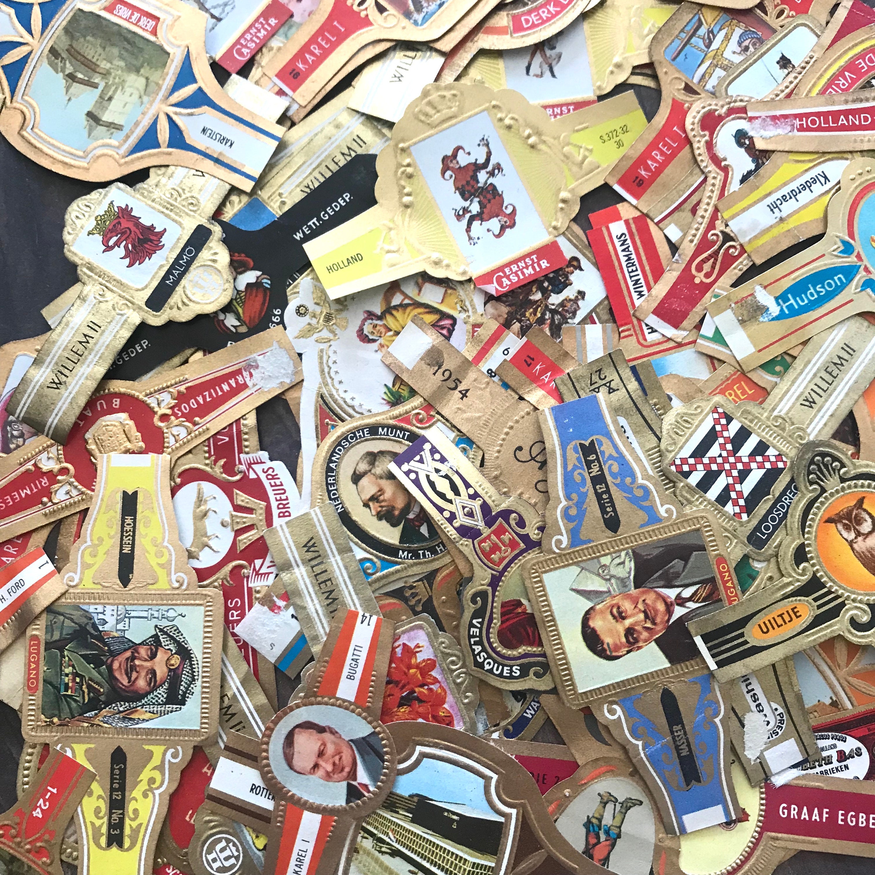 Vintage Cigar Labels - Set of 10 - Cigar Bands, Vintage
