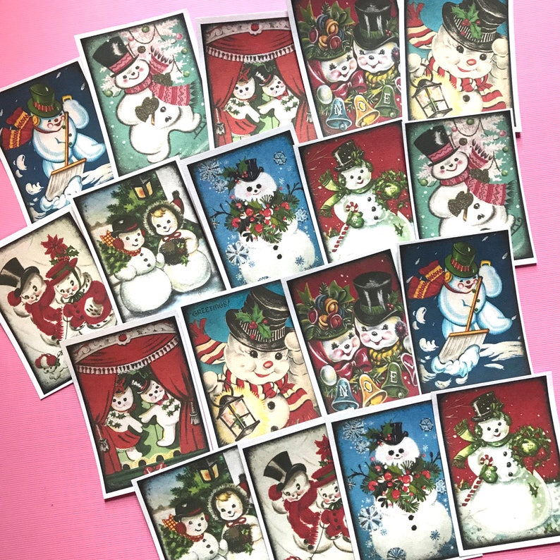 Snowman Stickers Set of 18 Handmade Stickers Vintage - Etsy