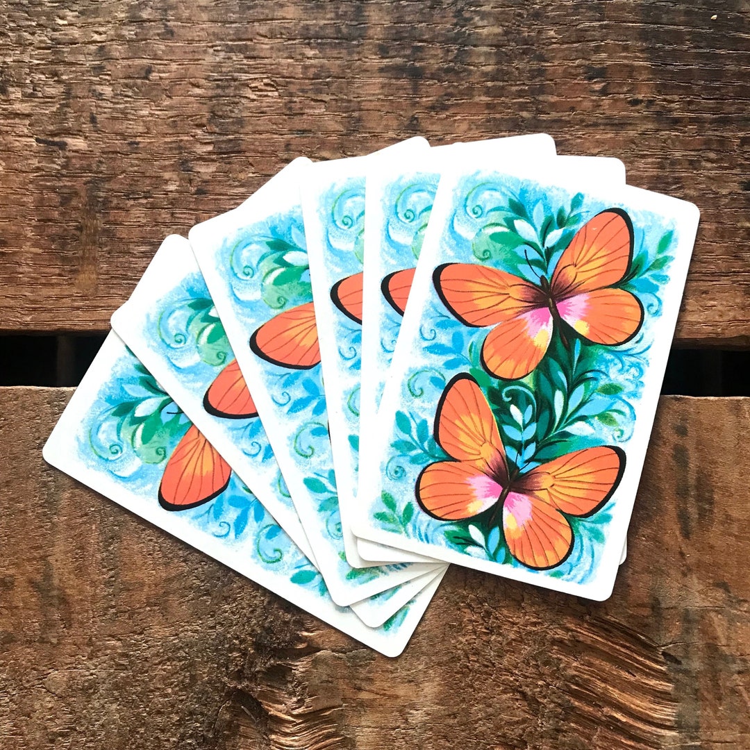 Vintage Kitsch Orange Butterflies Playing Cards - Set of 6 - Etsy