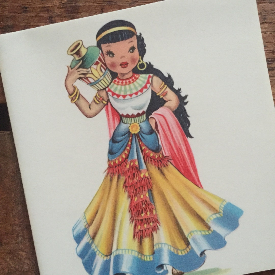 Tarjeta vintage de Munecas de muchas tierras Muneca de Egipto interior en blanco sin usar Etsy Espana