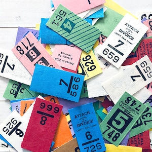Vintage Number Tickets - Random Set of 25 - Vintage Price Lot, Paper Ephemera, Junk Journal, Mercantile Store, Altered Art, Mixed Paper Lot
