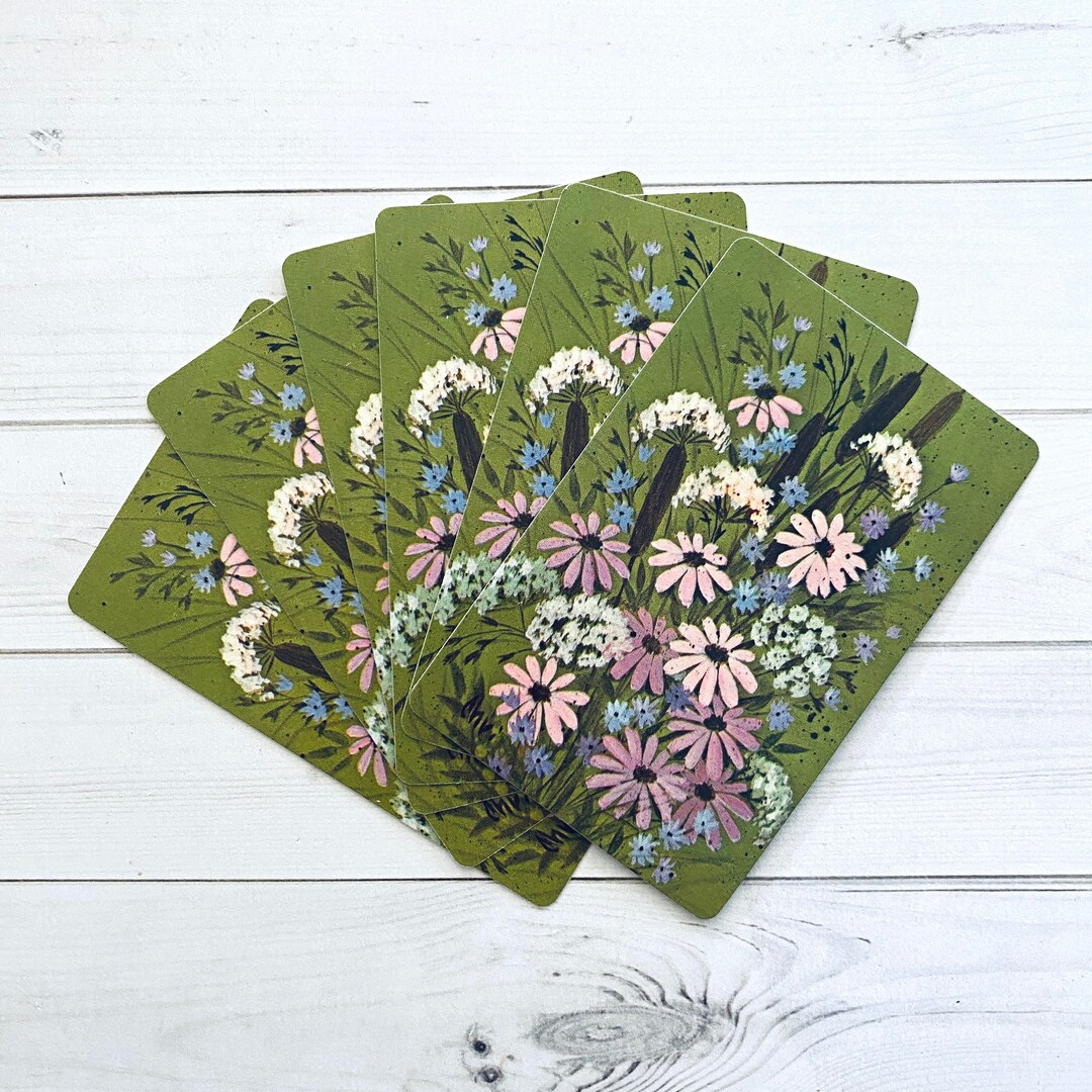 Vintage Colorful Flowers Playing Cards - Set of 6 - Etsy