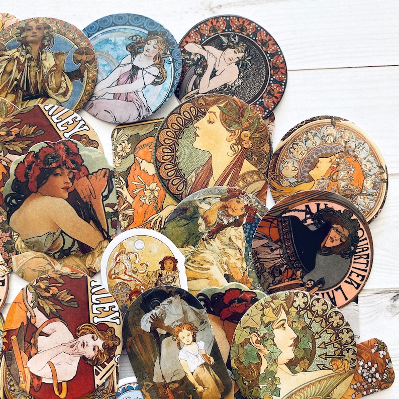Art Deco Stickers Set of 46 Face Stickers Junk Journal Etsy