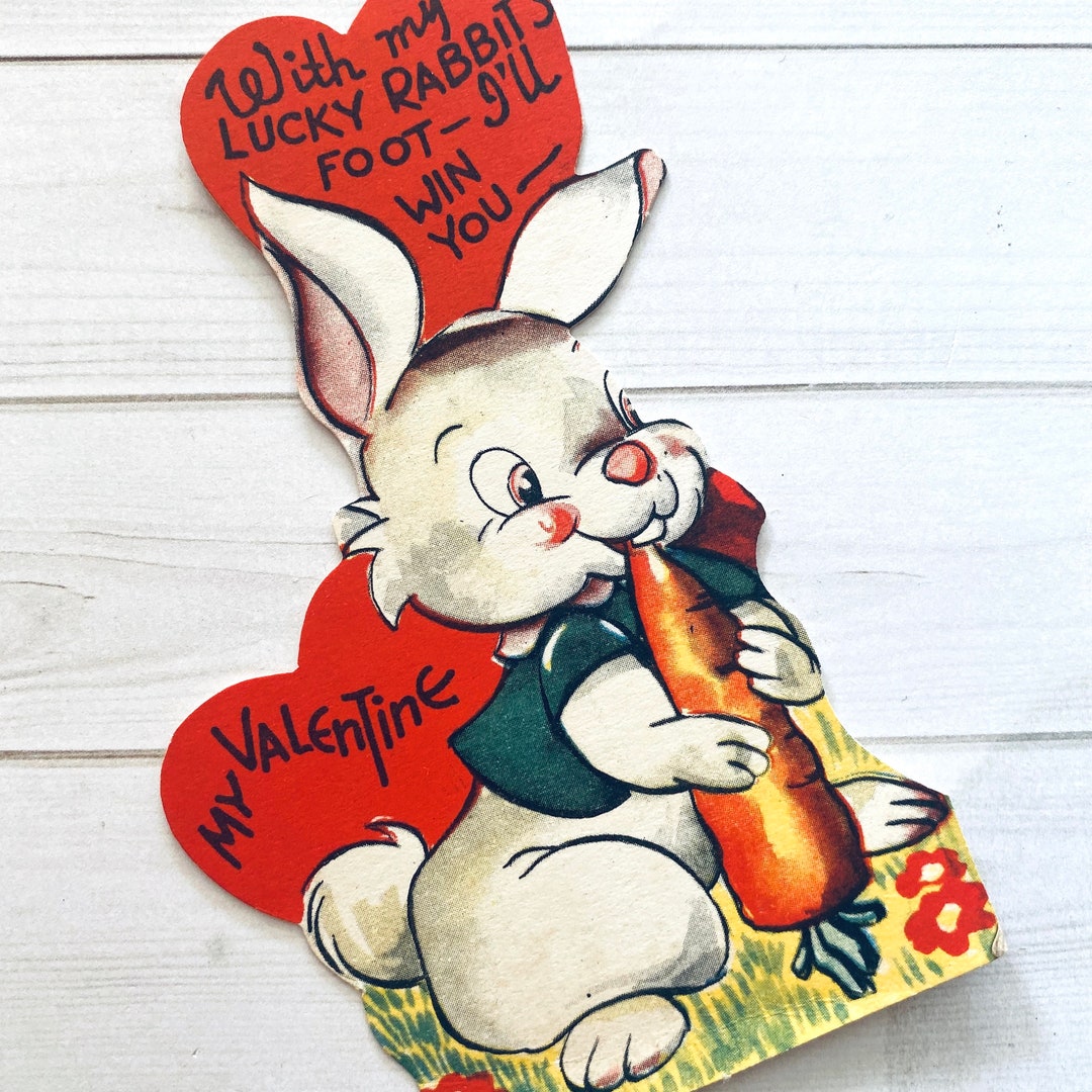 Vintage Bunny Valentine Unused Valentine NOS Valentine Etsy