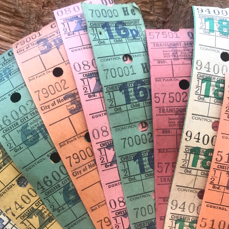 vintage british bus tickets set of 55 vintage tickets etsy