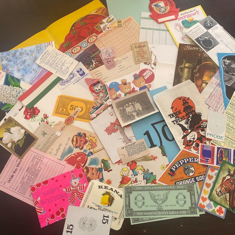 Vintage Ephemera Pack - Set of 30 Assorted Pieces - Mixed Media Paper Pack, Vintage Paper Ephemera, Collage, Altered Art, Junk Journals image 2