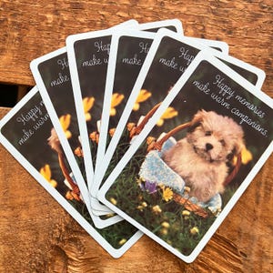 Vintage Puppy Playing Cards - Set of 6 - Children&#39;s Cards, Scrapbooking, Paper Ephemera, Junk Journal, Craft Supplies, Altered Art, Cute Dog