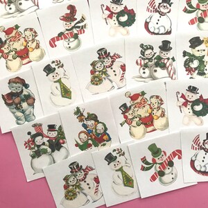 Snowman Stickers Set of 26 Handmade Stickers, Vintage Christmas, Planner Stickers, Cute Christmas, Holiday Stickers, Vintage Snowman image 5