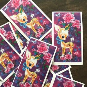 Deer Stickers - Set of 16 - Handmade Stickers, Vintage Deer, Cute Planner Stickers, Journal Stickers, Paper Ephemera, Cute Children Stickers