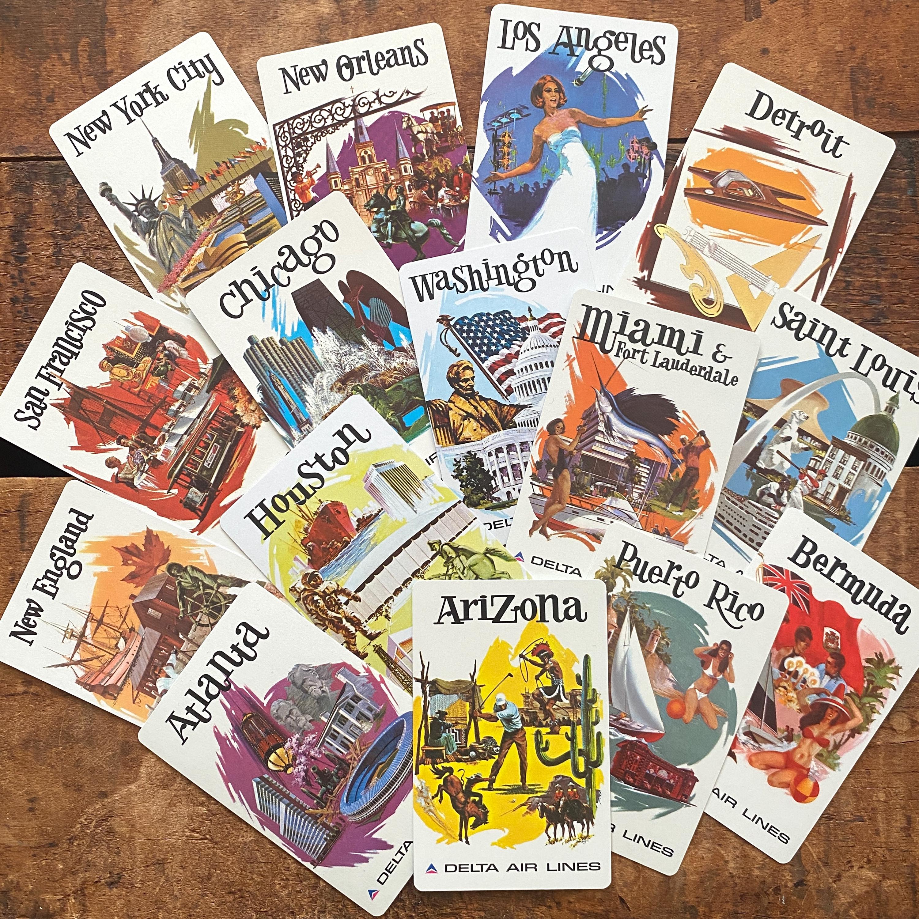 Vintage 70s Delta Air Lines Advertising Playing Cards - Assorted