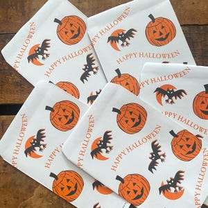 Vintage Halloween Treat Bags - Set of 5 - Trick or Treat, Candy Bags, Party Favors, Craft Supplies, Paper Ephemera, Junk Journal, Pumpkins