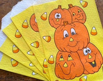 Vintage Halloween Pumpkins Candy Treat Bags: Set of 5