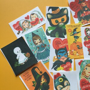 Vintage Halloween Stickers Set of 14 Handmade Stickers, Vintage Style, Vintage Halloween, Journal, Planner Stickers, Cute Halloween image 2