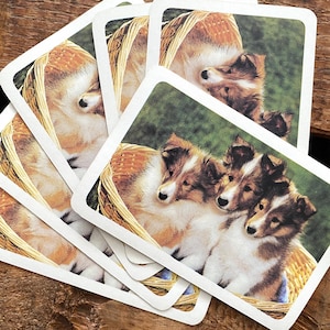 Vintage Puppies Playing Cards - Set of 6 - Children&#39;s Cards, Scrapbooking, Paper Ephemera, Junk Journal, Craft Supplies, Altered Art, Dogs