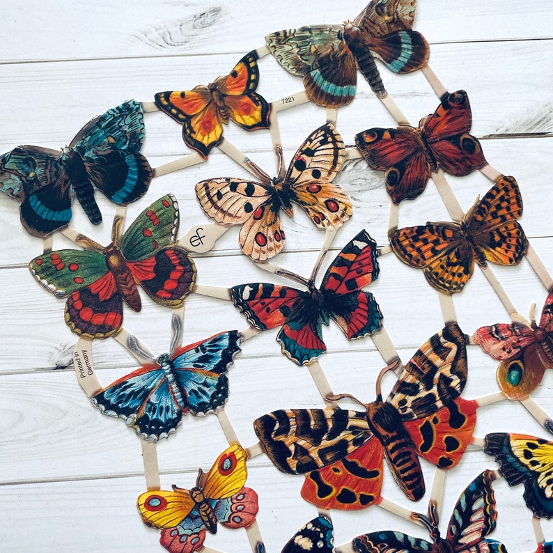 German Scraps Butterflies Die Cuts, Cut Outs, Reproduction, Vintage Style, Vintage Inspired, Paper Ephemera, Vintage Butterflies, Insect image 3
