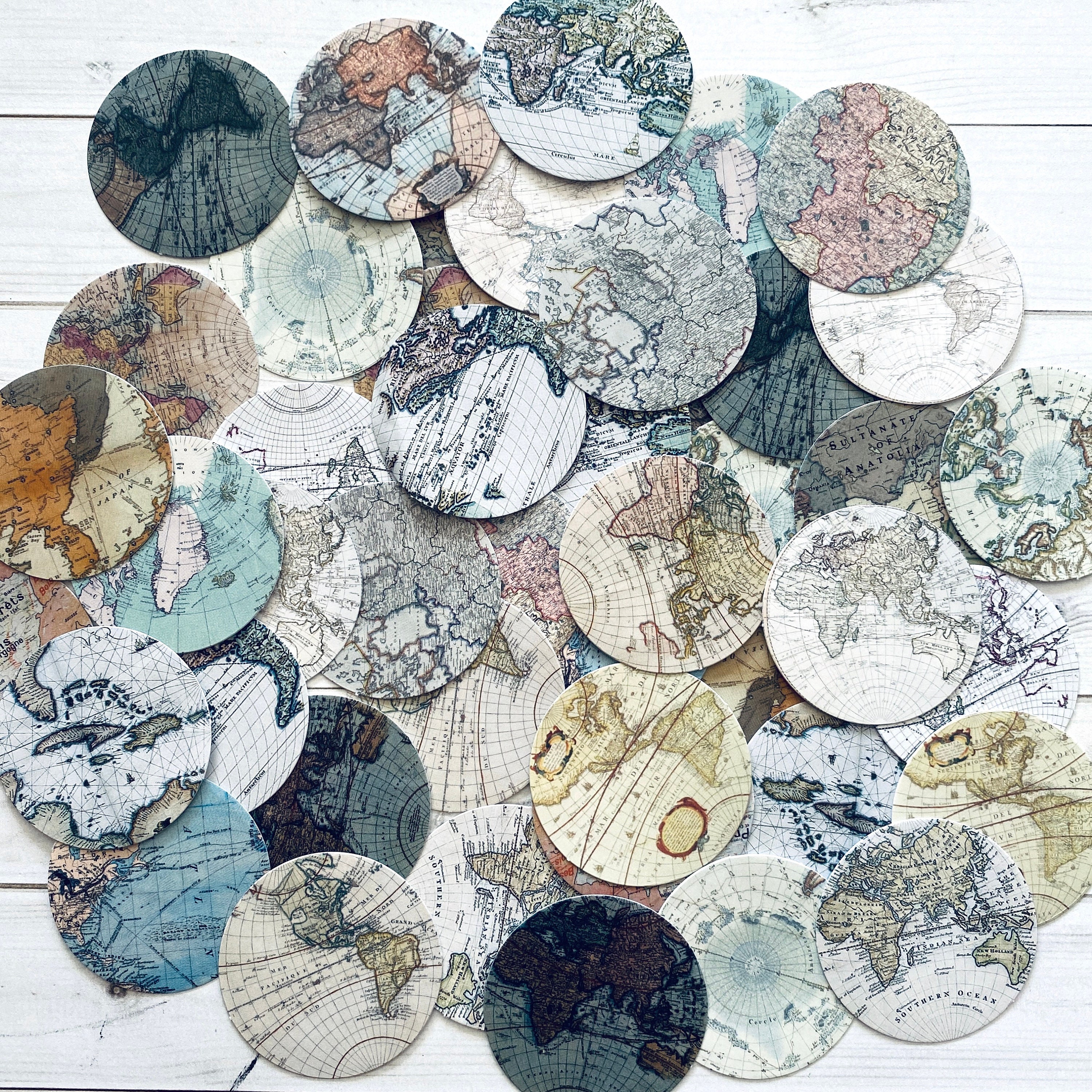 World Map Stickers - Set of 46 - Junk Journal Ephemera Supply - Etsy