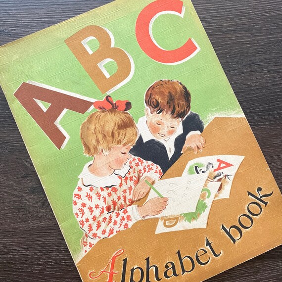 Vintage ABC Alphabet Picture Book - Children's Book, 1930s Whitman Book, Paper Ephemera, Back to School Learning, Junk Journal, Animals Kids