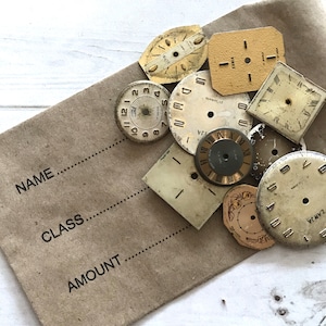 Vintage Watch Face Dials - Set of 20 - Old Watch Parts, Junk Journal, Vintage Ephemera, Steampunk, Craft Supplies, Altered Art, Mixed Media