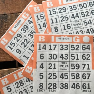 Lot de 20 cartes de bingo orange, feuilles de bingo, papier journal indésirable, journal éphémères, fournitures pour agenda, fournitures créatives, papier éphémère, travaux manuels
