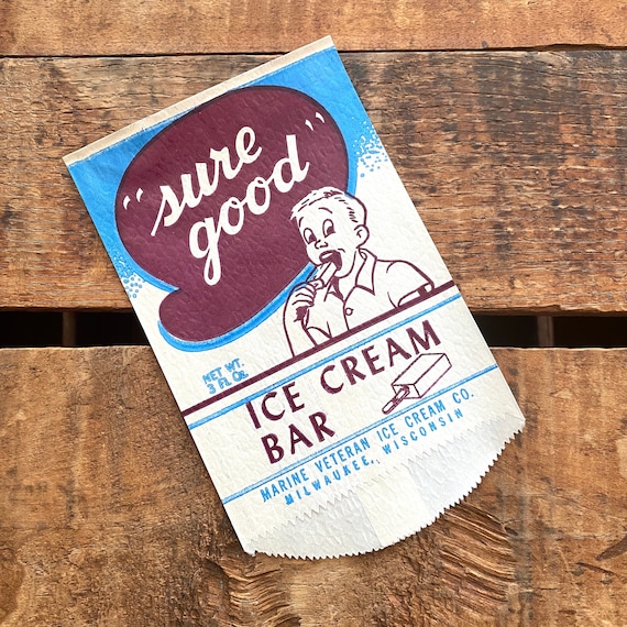 Vintage Ice Cream Paper Bag 1 Unused Bag Sure Good Bag Party Bags Treat Bags Ice Cream Advertising Ice Cream Packaging Novelty Bag Etsy