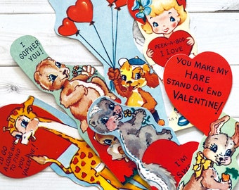 Vintage Valentines - Set of 6 Unused Cards - Vintage Valentine Cards, Vintage Paper Ephemera, Altered Art, Valentine's Day, Junk Journal Lot