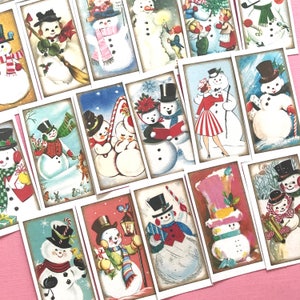 Snowman Stickers Set of 24 Handmade Stickers, Vintage Christmas, Cute Planner Stickers, Cute Christmas, Holiday Stickers, Snowmen image 5