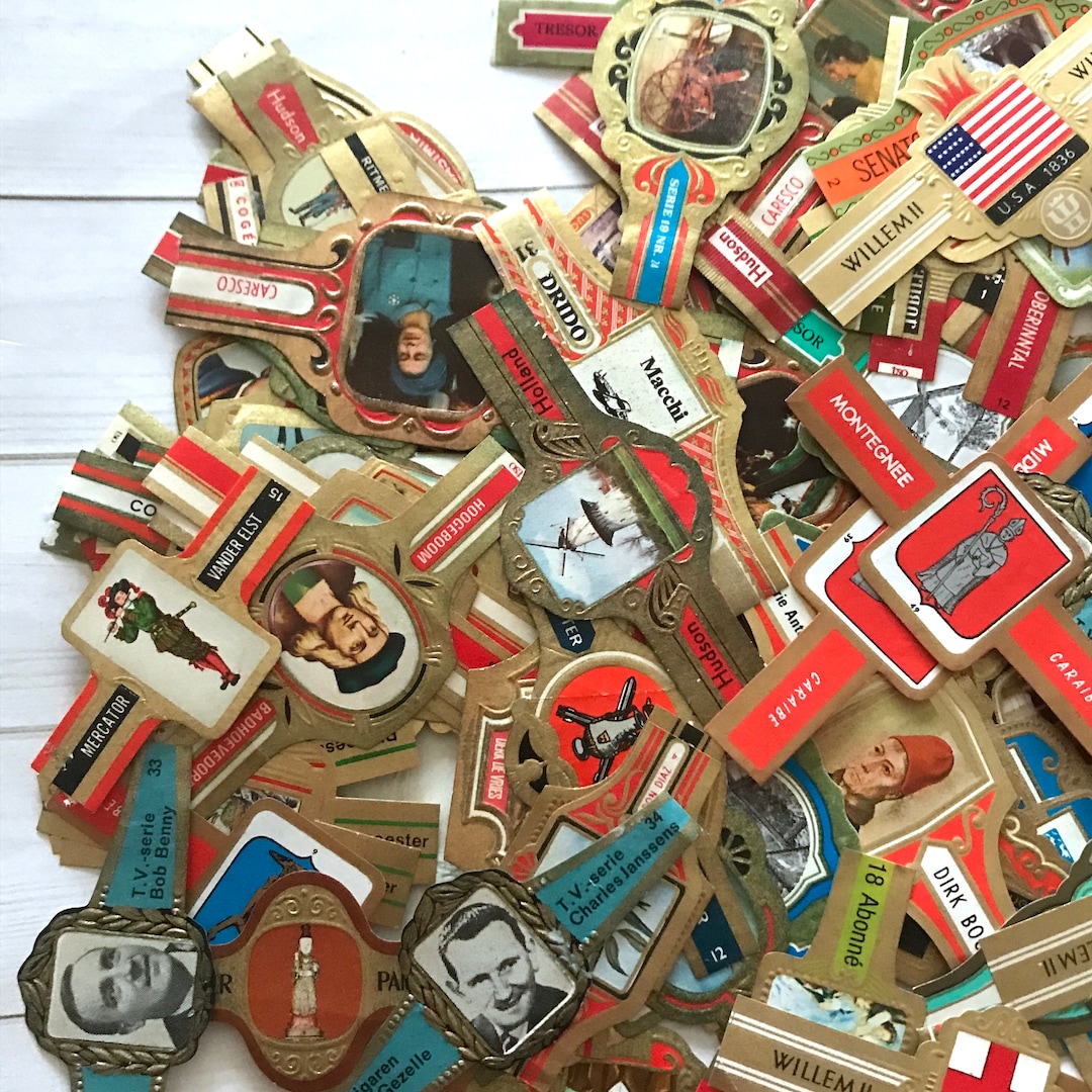 Vintage Cigar Labels - Set of 50 - Cigar Bands, Vintage