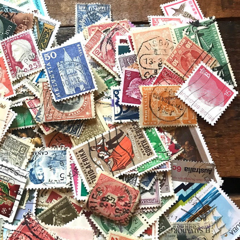 Vintage Cancelled Stamps Random Set of 75 Vintage Stamps Etsy