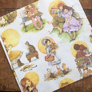 Papier cadeau vintage pour enfants - 1 feuille inutilisée - vieux papiers d'emballage éphémères, fête d'anniversaire, journal indésirable, fournitures créatives pour enfants, ferme de campagne