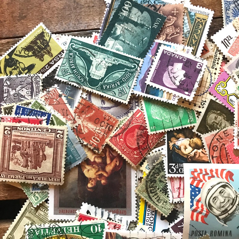Vintage Cancelled Stamps Random Set of 75 Vintage Stamps Etsy