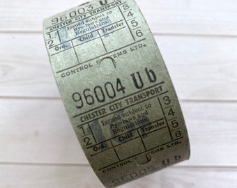 Vintage British Bus Ticket Roll - 1000 Tickets - Vintage Tickets, Vintage Paper Ephemera, Vintage Bus Tickets, Junk Journal Tickets, UK Roll
