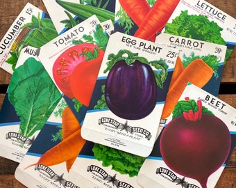 Vintage Vegetable Seed Packets EMPTY - Set of 13 - Vintage Ephemera, Junk Journal, Craft Supplies, Garden Ephemera, EMPTY Seed Pack, Veggies