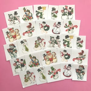 Snowman Stickers Set of 26 Handmade Stickers, Vintage Christmas, Planner Stickers, Cute Christmas, Holiday Stickers, Vintage Snowman image 7