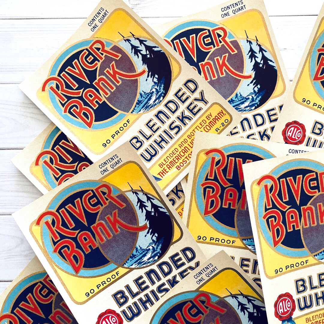 Vintage River Bank Whiskey Labels - Set of 5 - Junk Journal Paper ...