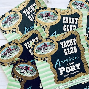 Lot de 5 étiquettes de vin vintage - étiquettes vintage, étiquettes NOS, journal indésirable, papier éphémère, publicité vintage, art altéré, éphémères de bateau