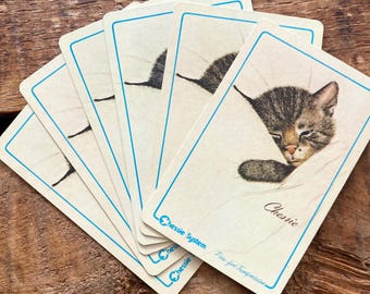 Vintage Chessie System Kitten Cat spelkort - Set med 6