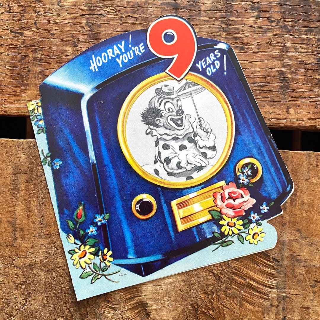 Vintage Birthday Card For 9 Year Old Unused Rust Craft Etsy