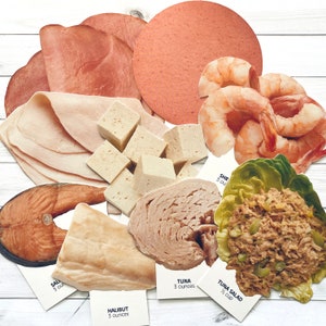 Aliments découpés à l'emporte-pièce vintage des années 1990 - Sélectionnez l'option - Carte flash diététique pour l'école, image en carton, découpe nutrition, nourriture vintage, papier éphémère
