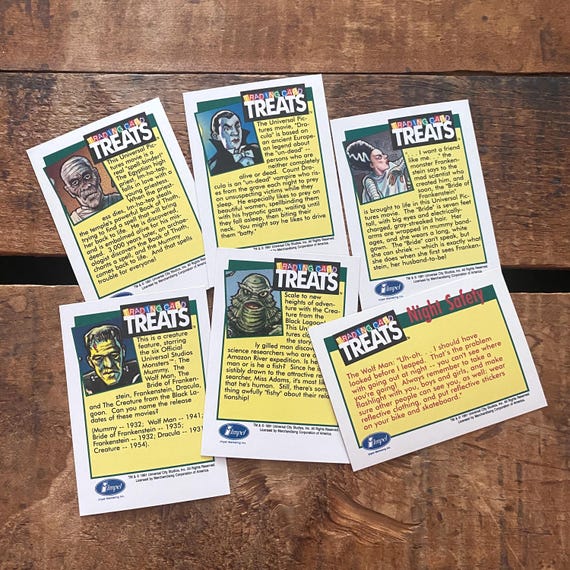 Vintage Universal Monsters Trading Cards - Set of 6 - Junk Journal