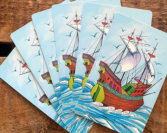 Vintage Nautical Ship Playing Cards - Set of 6