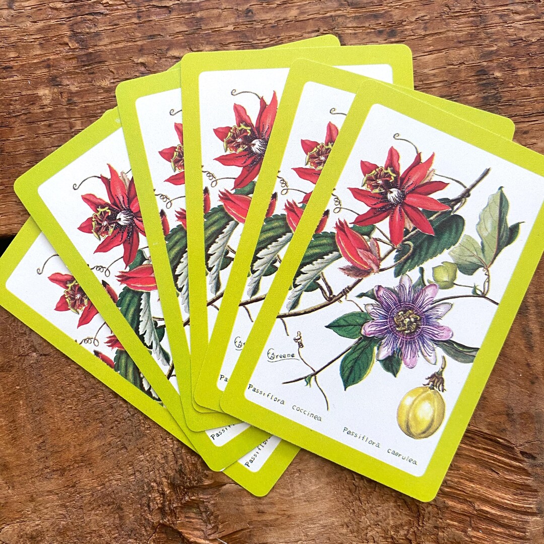 Vintage Flowers Playing Cards - Set of 6 - Paper Ephemera, Junk Journal ...