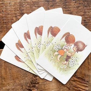 Naipes infantiles vintage - Juego de 6 - Tarjetas infantiles modernas, scrapbooking, papel efímero, diario basura, collage, suministros para manualidades, lote de moda