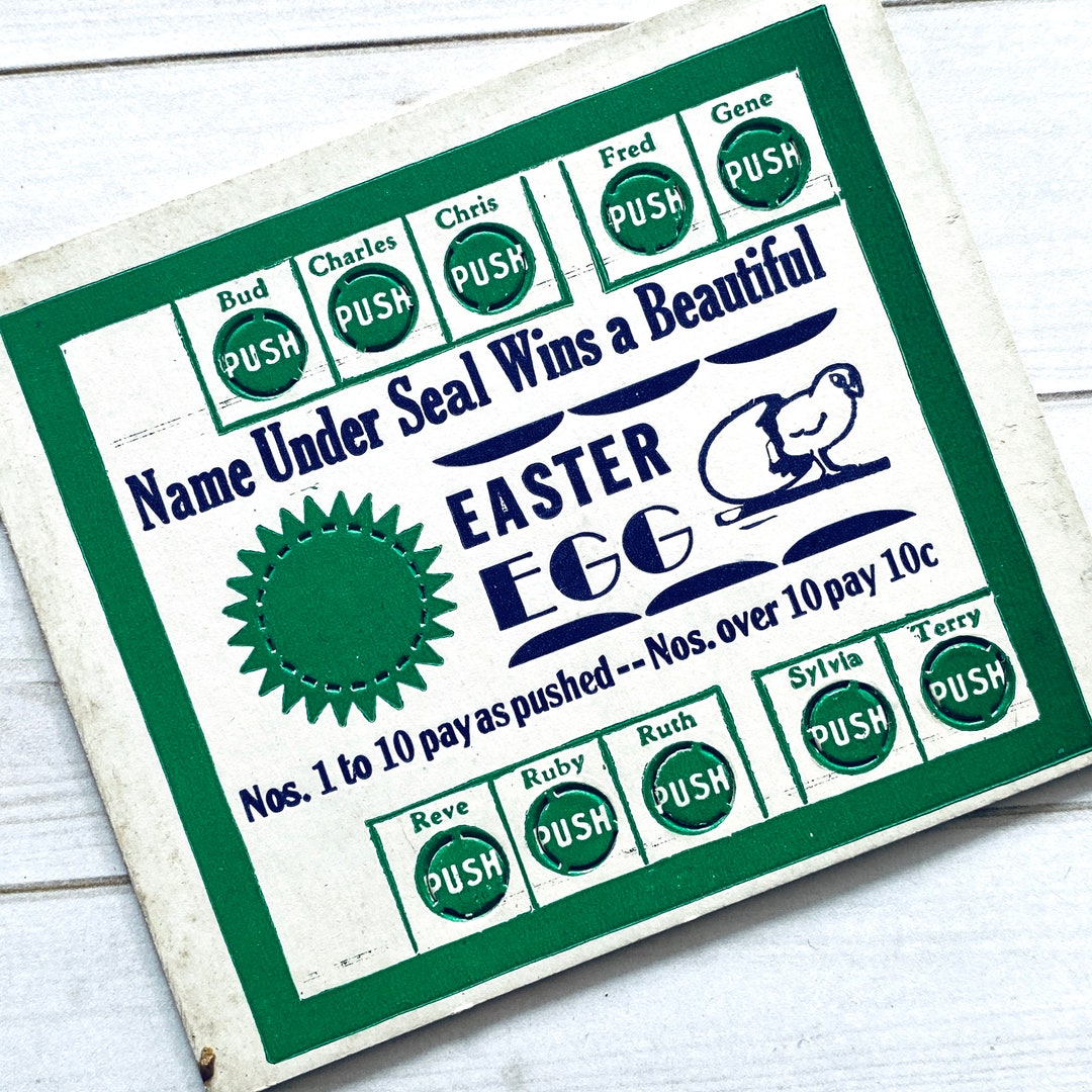 Vintage Easter Egg Punch Game Game of Chance Vintage Cards, Vintage Punch Card, Lotto Card