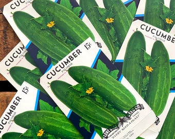 Vintage Vegetable Seed Packets EMPTY - Cucumber - Set of 4 - Vintage Ephemera, Junk Journal Ephemera, Craft Supplies, EMPTY Seed Packs