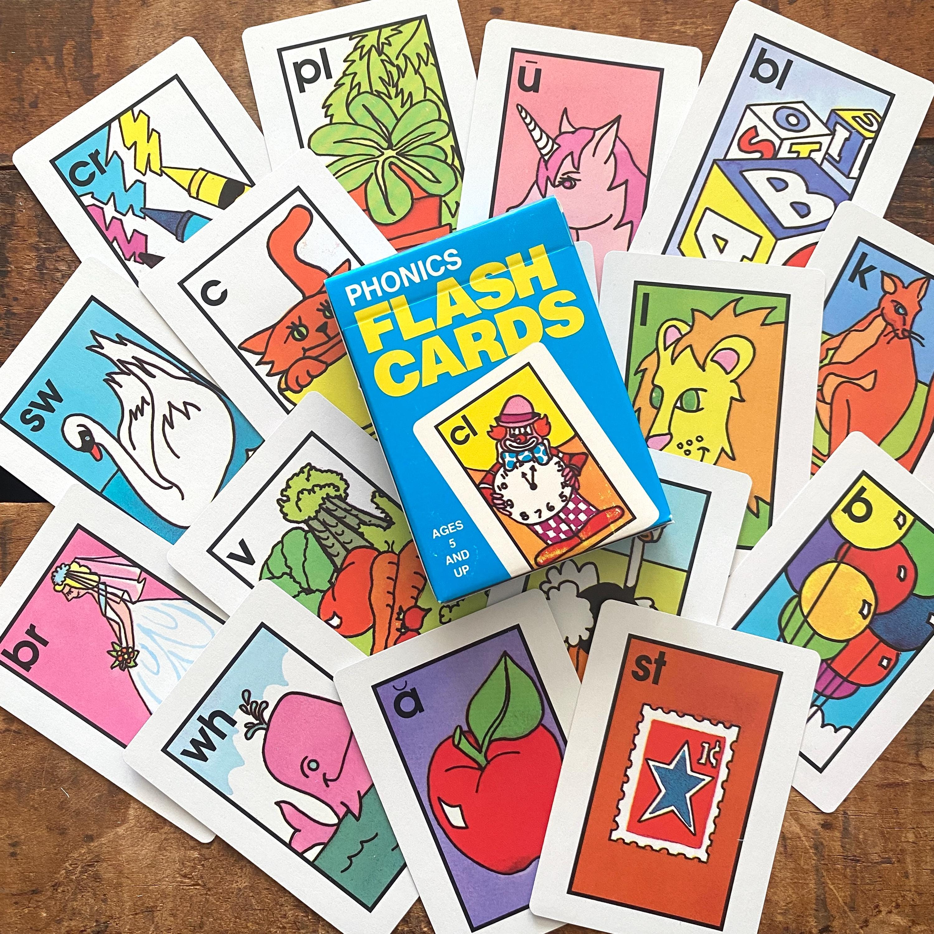 Vintage 80s Hoyle Phonics Flash Cards - 52 Cards - ABC, Alphabet