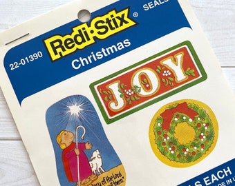 Vintage Christmas Stickers - Redi-Stix Stickers, Vintage Stickers, Christmas Seals, Vintage Paper Ephemera, Christmas Ephemera, Junk Journal