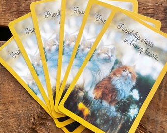 Vintage Motivational Quote Kitten Playing Cards - Set of 6